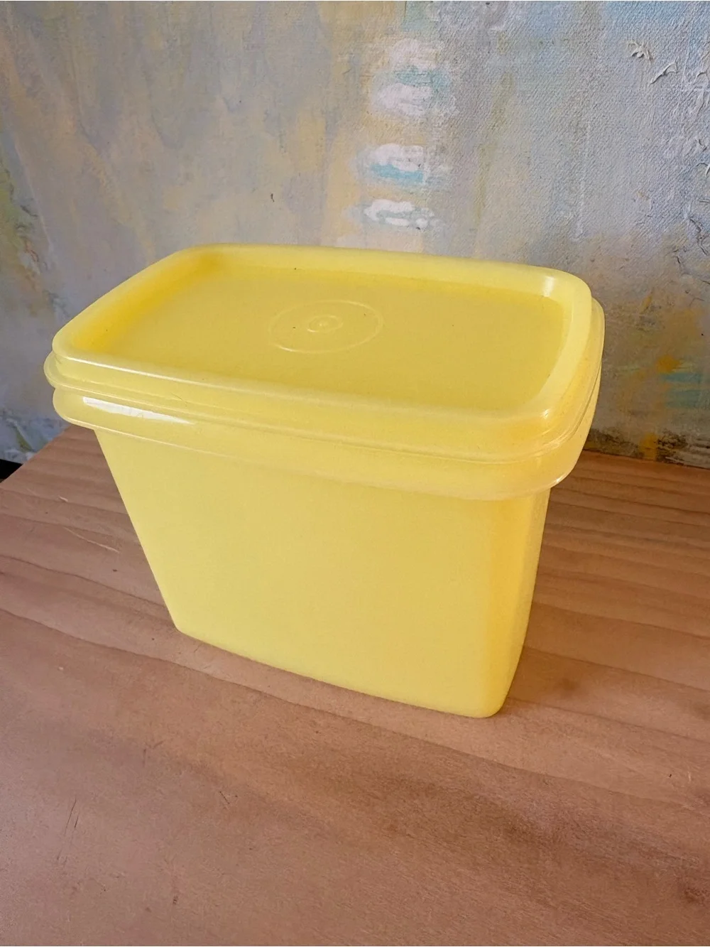Vintage Tupperware Bright Yellow Plastic Storage Container with Snap Lid